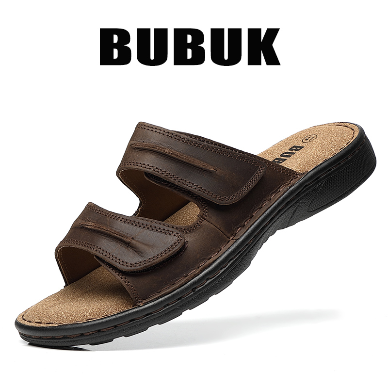 Ciabatte sportive da uomo in vera pelle Bubuk, eleganti scarpe casual da uomo in pelle bovina di prima qualità, con supporto per l'arco plantare, adatte per escursioni estive, viaggi e lavoro