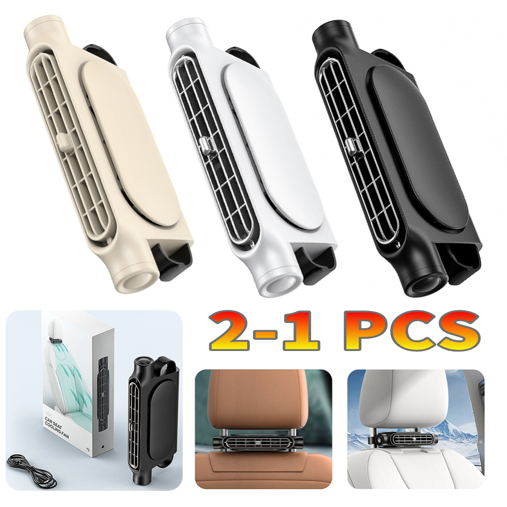 Przenośny wentylator do fotela samochodowego 2-1 szt., 3 prędkości, regulowany wentylator do zagłówka fotela samochodowego, zasilany przez USB, chłodzący wentylator na szyję do foteli przednich i tylnych dla pasażerów.