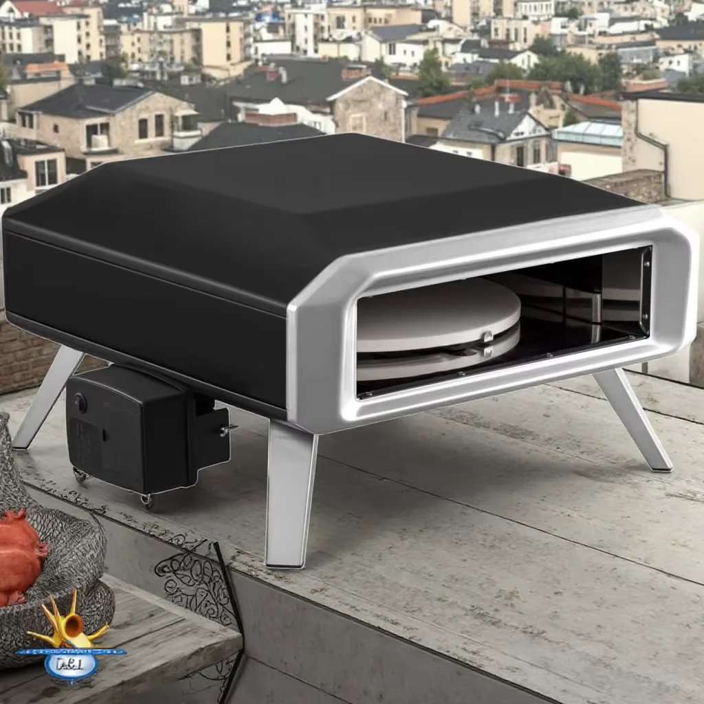 16 Inch Automatic Rotating Outdoor Pizza Oven and Barbecue Grill, Suitable for Garden Use
