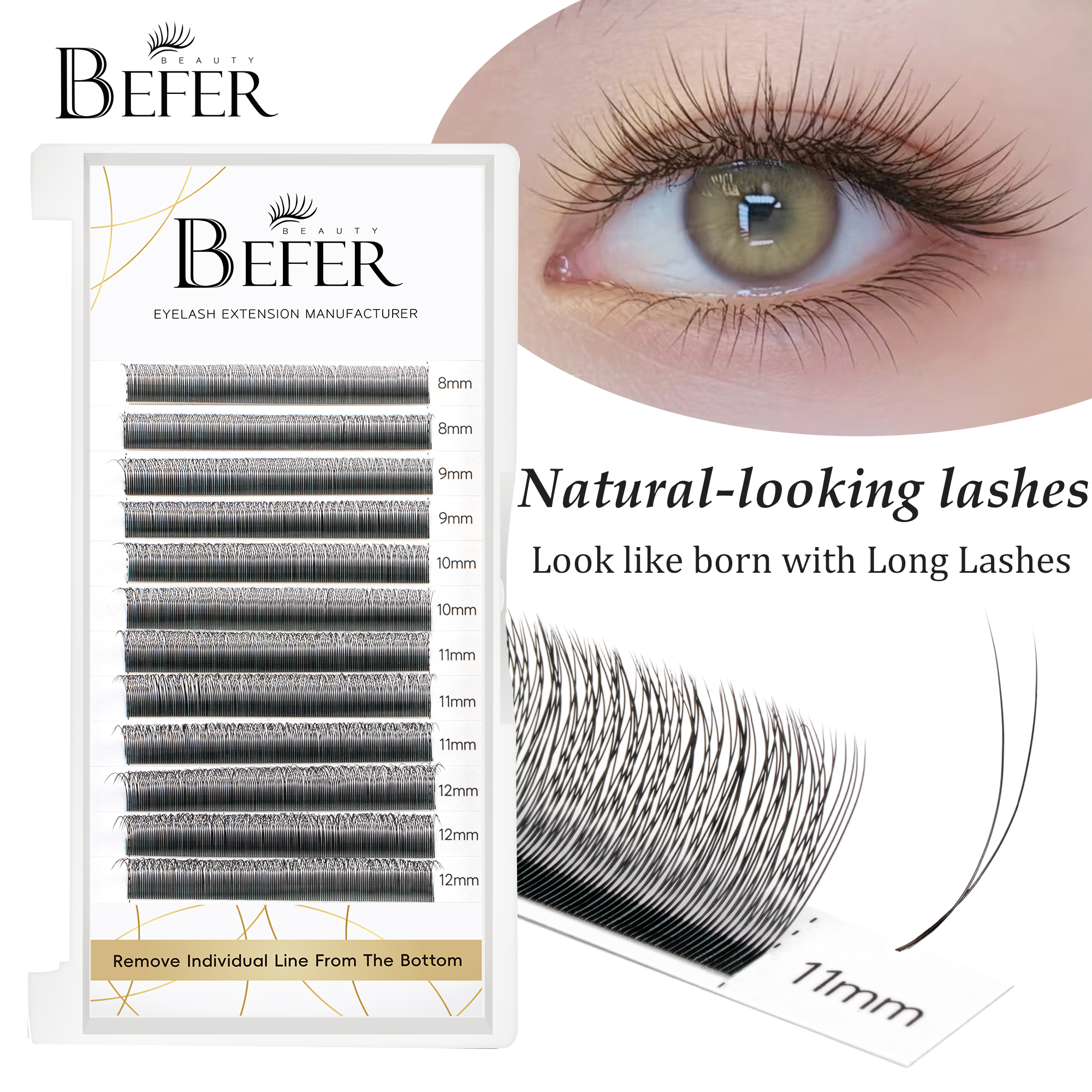 Befer Natural False Eyelashes 0.07/0.10 Thickness Super Soft Eyelash 8-15mm Lashes Extension Supplier High Quality Wholesale