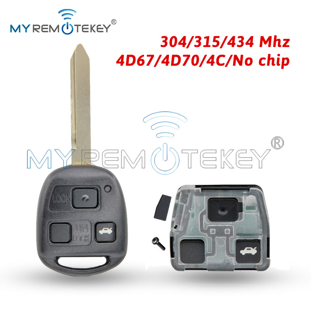 MYREMOTEKEY Car Remote Key Fob Control 736670-A TOY47 304/315/434 Mhz 3 Button PN 89071-05010 for Toyota Avensis 2004-2009