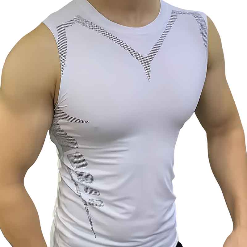 夏の男性タンクトップ圧縮ノースリーブシャツボディービルベスト速乾性ジム tシャツシングレットバスケットボールシャツ男服
