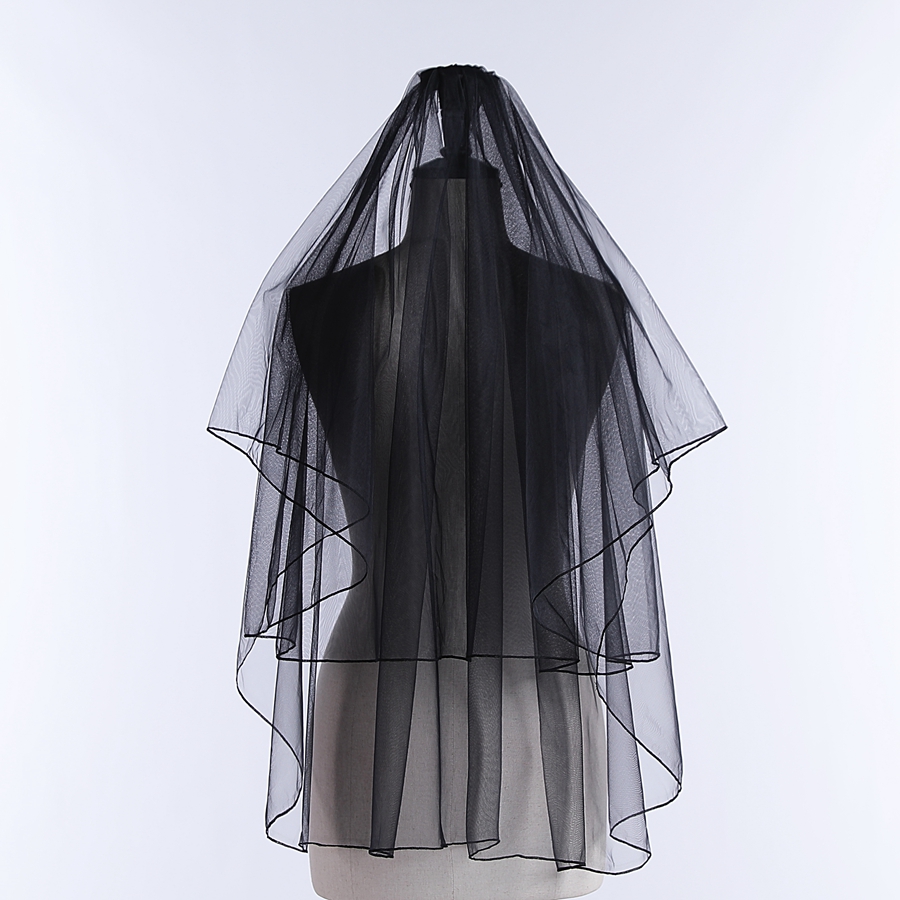 Voiles De mariée en gros voiles De mariée noirs avec peigne Style Simple Velo De Novias haute qualité noir fil doux voile De mariage De fête