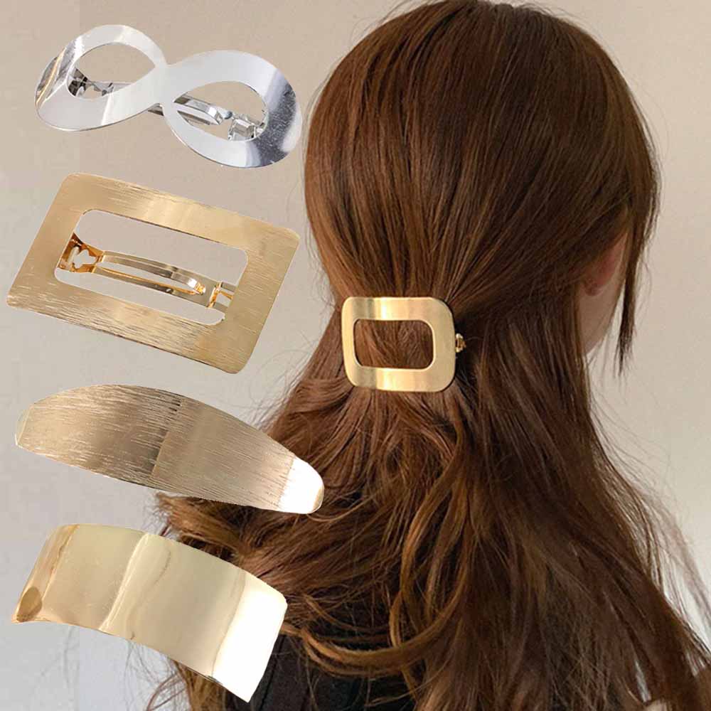 Metalen haarspeldjes Klauw voor vrouwen Geometrische haarspeld Haarspeldjes Vintage Goud Zilver Haarspelden Meisjes Paardenstaarthouder Haaraccessoires
