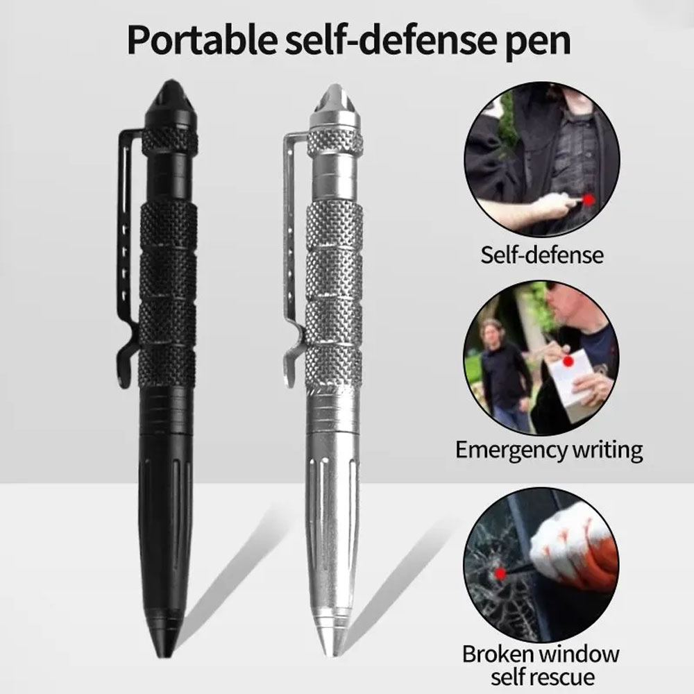 Bolígrafo Táctico de Defensa con Punta de Acero de Tungsteno, Herramienta Multifunción para Romper Ventanas, para Defensa Personal y Firma en Exteriores