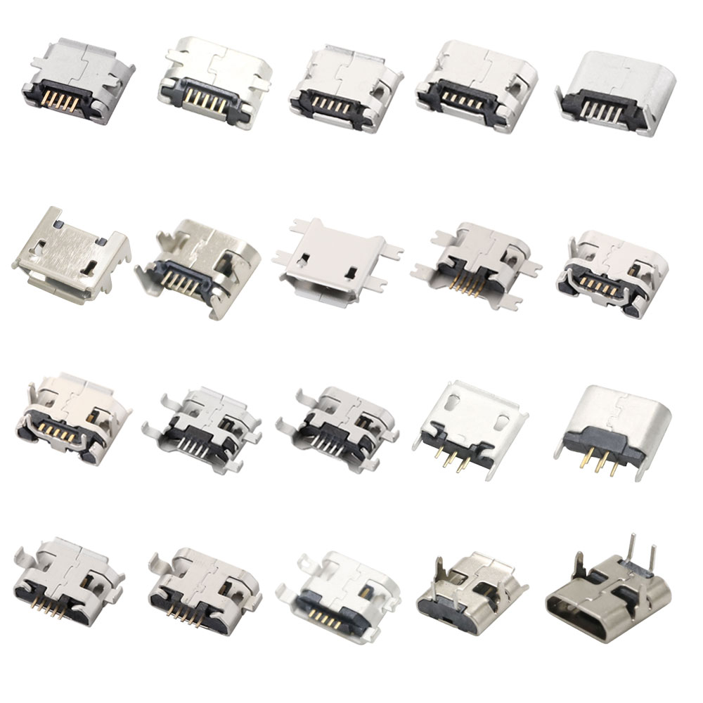 10PCS Conector de Carga Micro USB 2P 5P, Puerto de Carga DIP SMD para Teléfonos, Tablets, Altavoces, etc.
