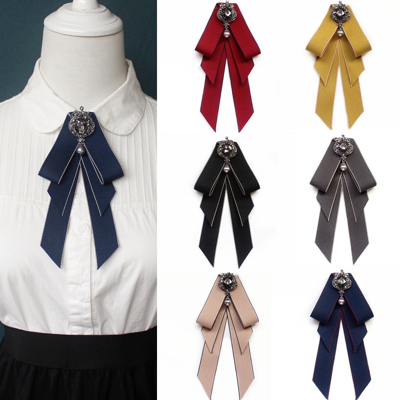 Gravata borboleta vintage camafeu senhoras cabeça diamante fita borla broche chique meninas elegante jóias colar pino menina cravat presente para homem