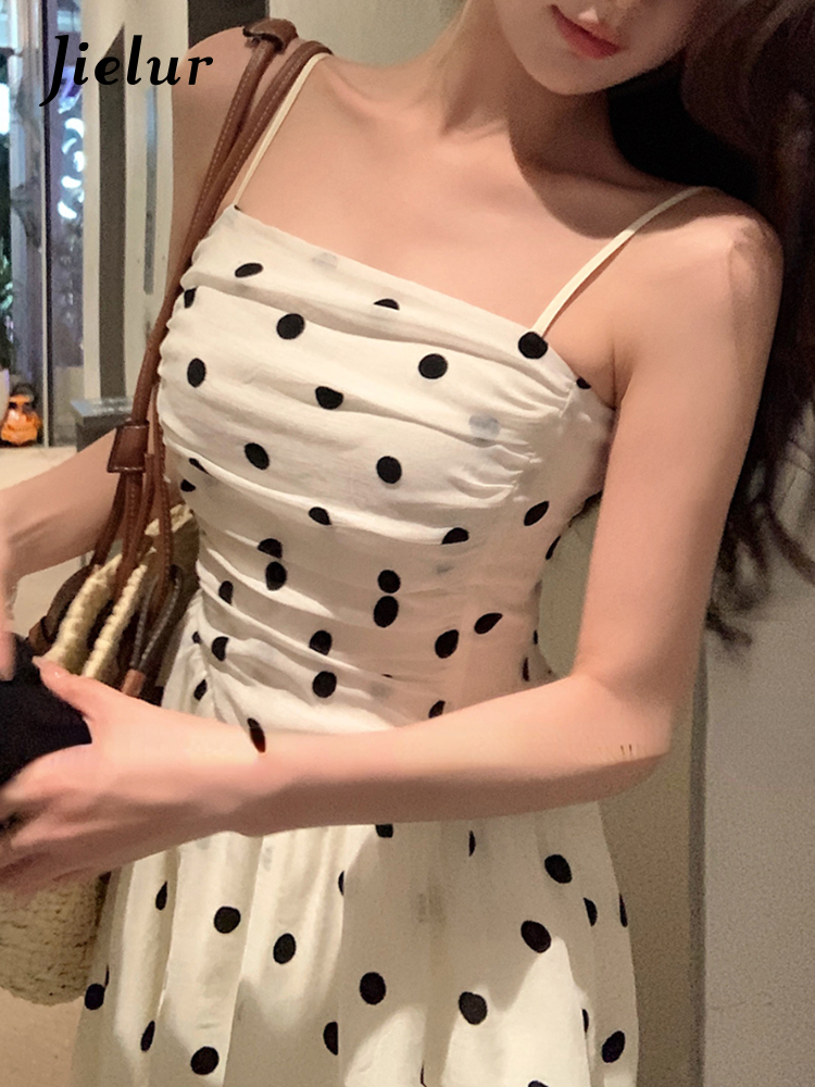 Jielur ชุดเดรสมิดิวินเทจสำหรับผู้หญิงชุดเดรสออกงานแขนกุดมีสายคาดชุดเดรส MODE Korea