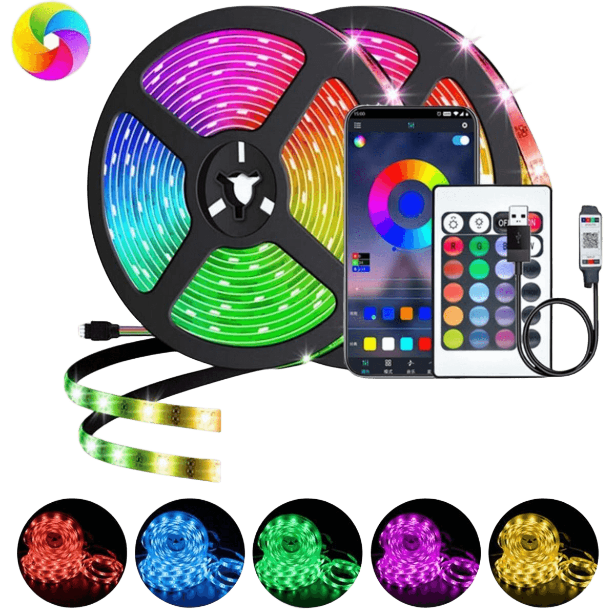 Tira de luces LED de Color USB RGB Tpae Bluetooth tira de LED decoración de dormitorio 5050 5m 10m 15m 20m SMD TV retroiluminación LED para Navidad