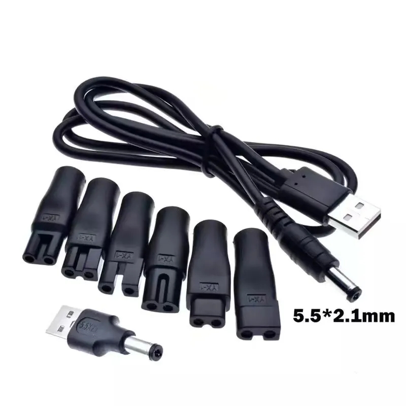 Adaptador de afeitadora y línea de carga DC 5,5*2,1mm a 1,8/2,35mm adaptador de carga multifunción de doble orificio se utiliza para cortadora de pelo