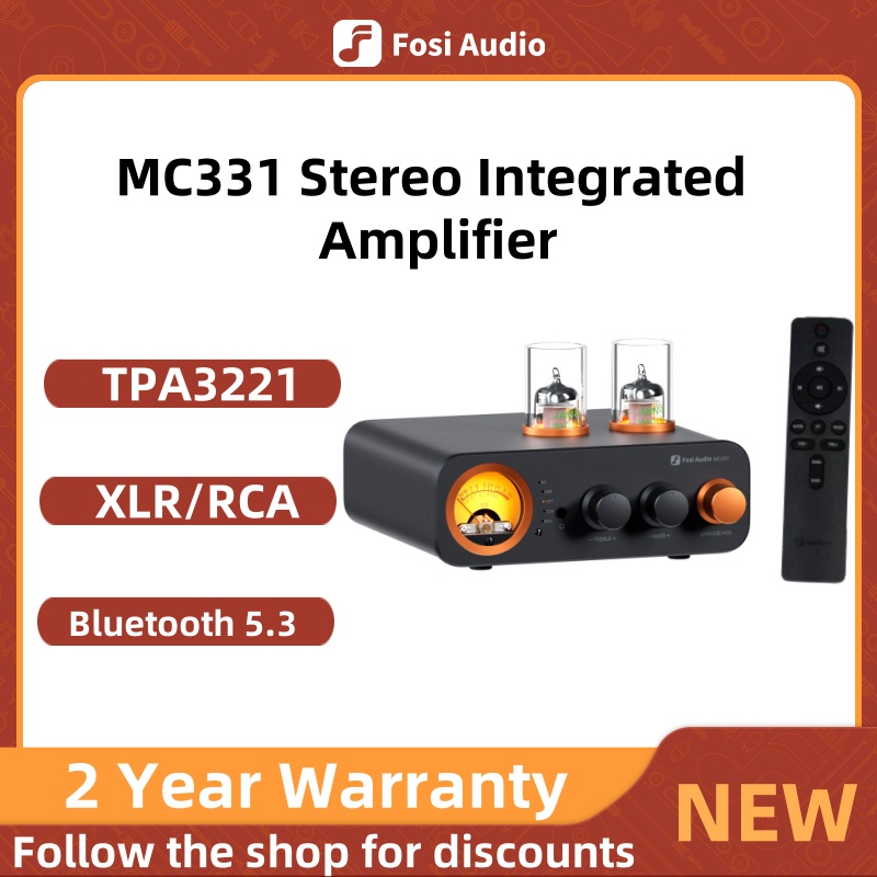 Fosi Audio MC331 Amplificador integrado estéreo Bluetooth de 2.0 canales con DAC, mini amplificador de potencia de audio para altavoz pasivo