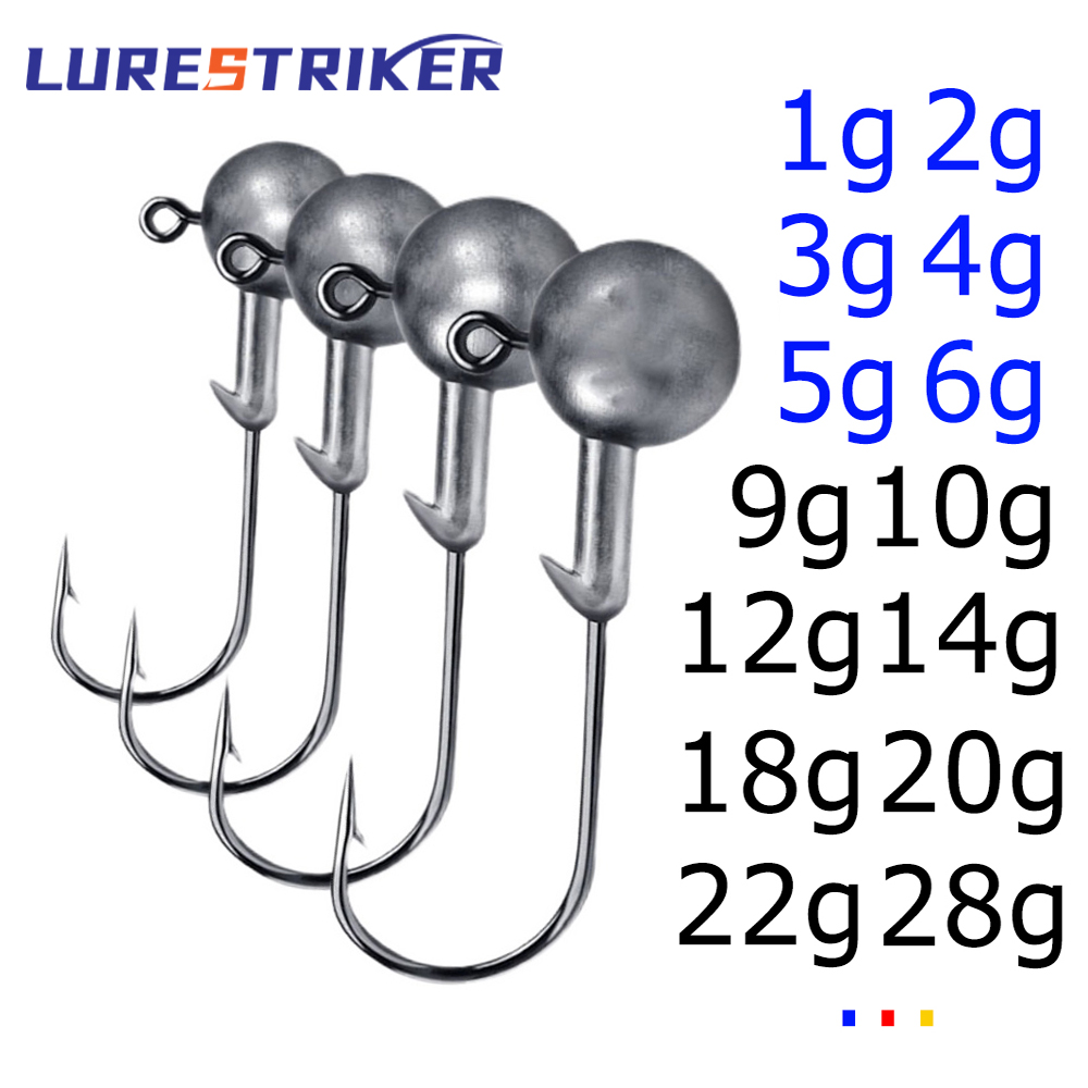 Lurestiker pesca jigging cabeça ganchos para iscas de minhoca macia, crankbait pesca ganchos afiados para baixo pique truta acessórios