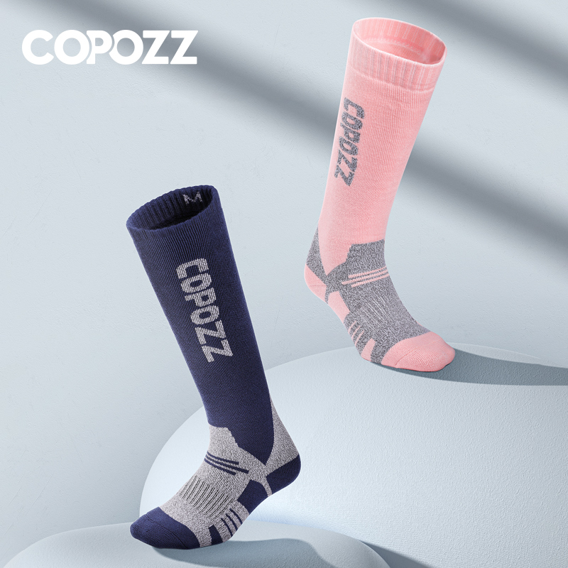 COPOZZ 冬男性女性サーマルスキーソックス暖かいメリノウールスノーボードサイクリングスキーサッカーソックス肥厚ふくらはぎロングスキーソックス
