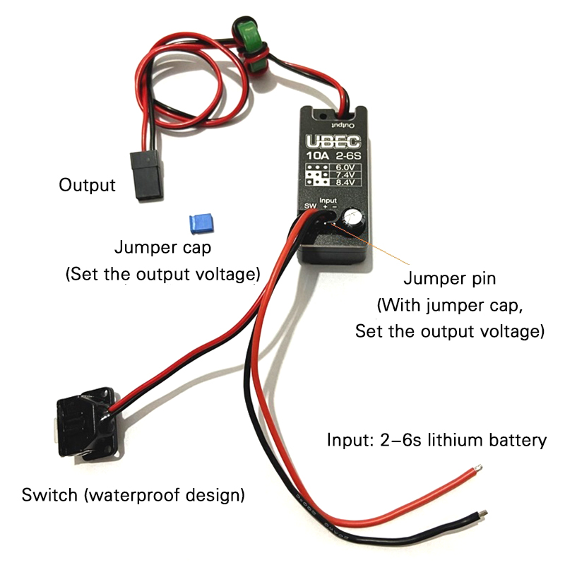 Hobbywing UBEC 10A Modulo Regolatore di Tensione Impermeabile 2-6S 6 / 7.4 / 8.4V 10A Guscio In Metallo Regolabile BEC Per Parti di Auto RC