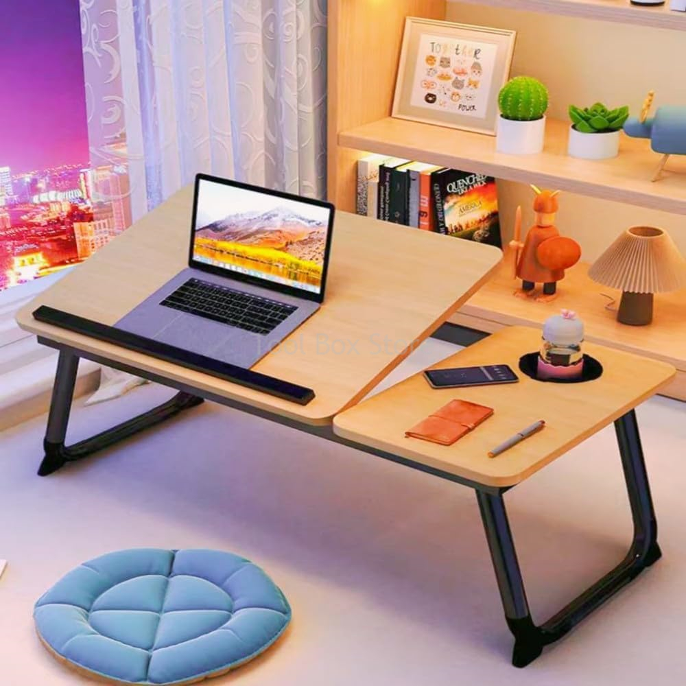 Escritorio portátil portátil, mesa de cama, mesa plegable para ordenador portátil con portavasos, escritorio de escritura para dormitorio de estudiantes, escritorio para ordenador, muebles de oficina