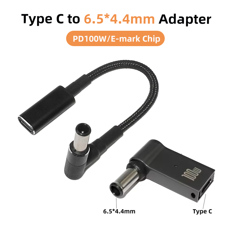 100 Вт тип C, конвертер USB C «мама» на 6,5x4,4 6,5*4,4 мм, разъем адаптера, разъем PD, кабель для быстрой зарядки, шнур для Sony LG