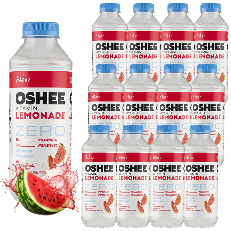 Oshee Vitamin Lemonade ZERO o smaku arbuza 555 ml x 12 sztuk