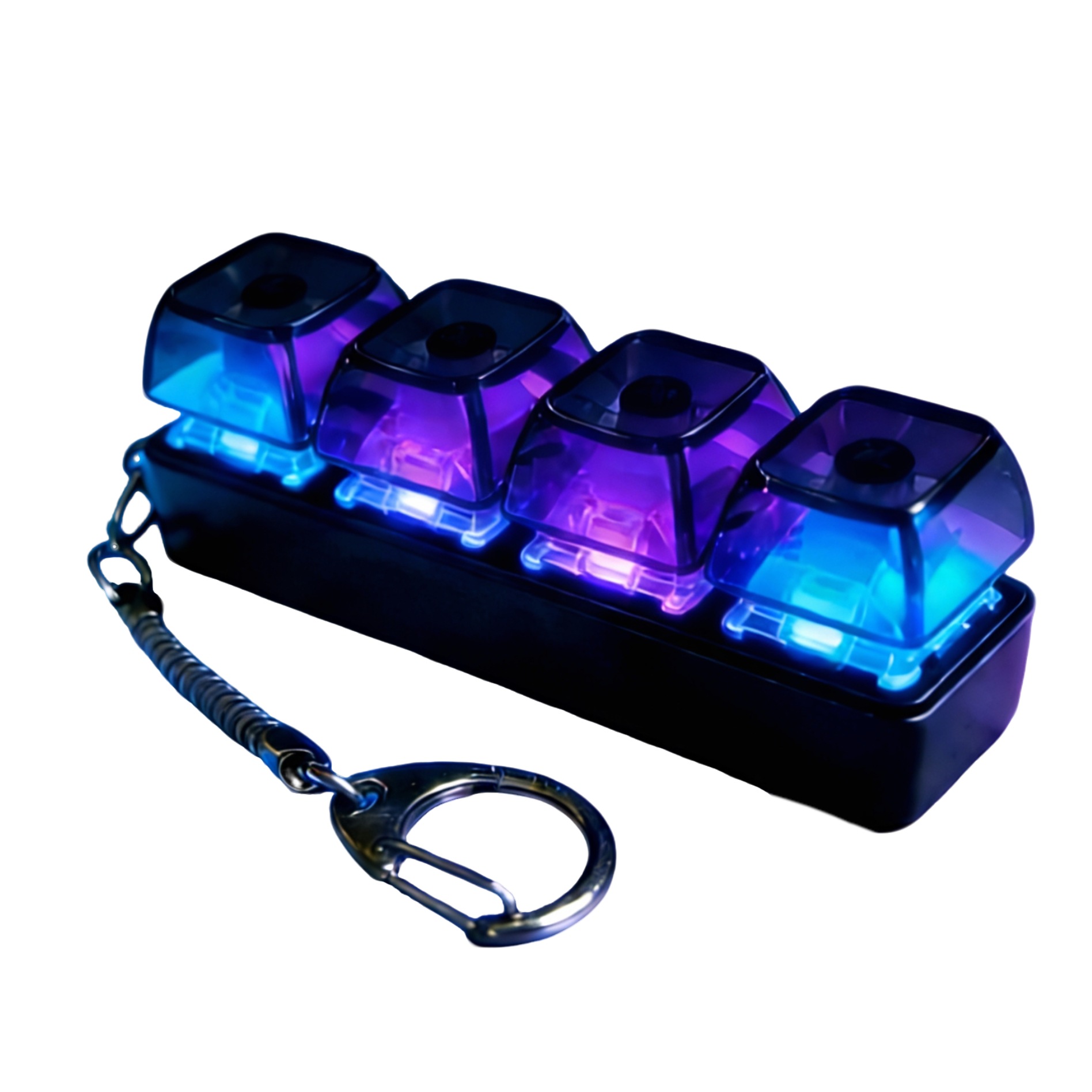 Llavero con forma de teclado, clicker de dedo con botón de teclado para aliviar la ansiedad, llavero con dije de estilo divertido con clic de luces transparentes