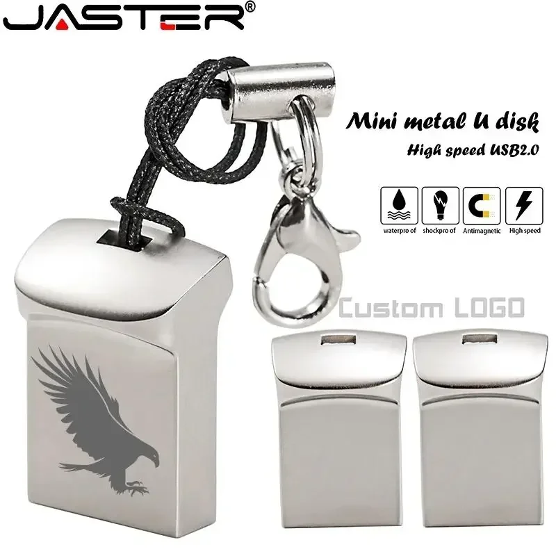 JASTER Мини-металлические флэш-накопители USB 2.0 Серебряные деловые подарки Memory Stick Pen Drive Водонепроницаемые устройства хранения 32 ГБ 64 ГБ U-диск
