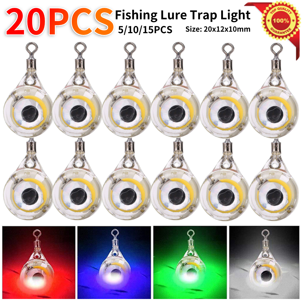 5-20PCS 미니 낚시 미끼 빛 LED 깊은 드롭 수 중 눈 모양 낚시 오징어 낚시 미끼 물고기를 유치하기위한 빛나는 미끼