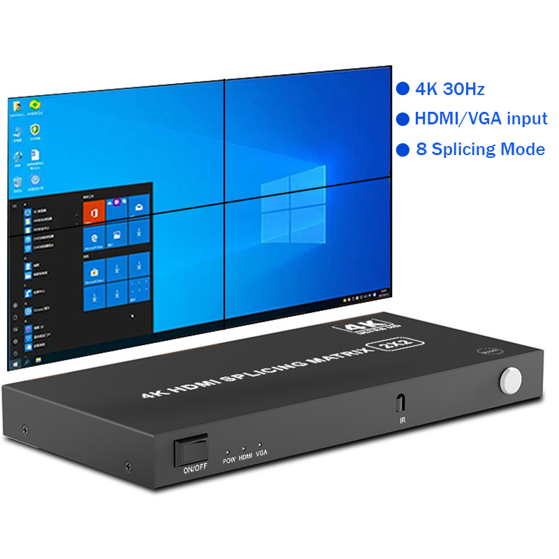 Настенный видеоконтроллер 4K HDMI 2X2 1X3 1X4 2x2 3X1 4X1 HDMI VGA видеострочка процессор Сращивание 4 HDMI выход ТВ настенный контроллер