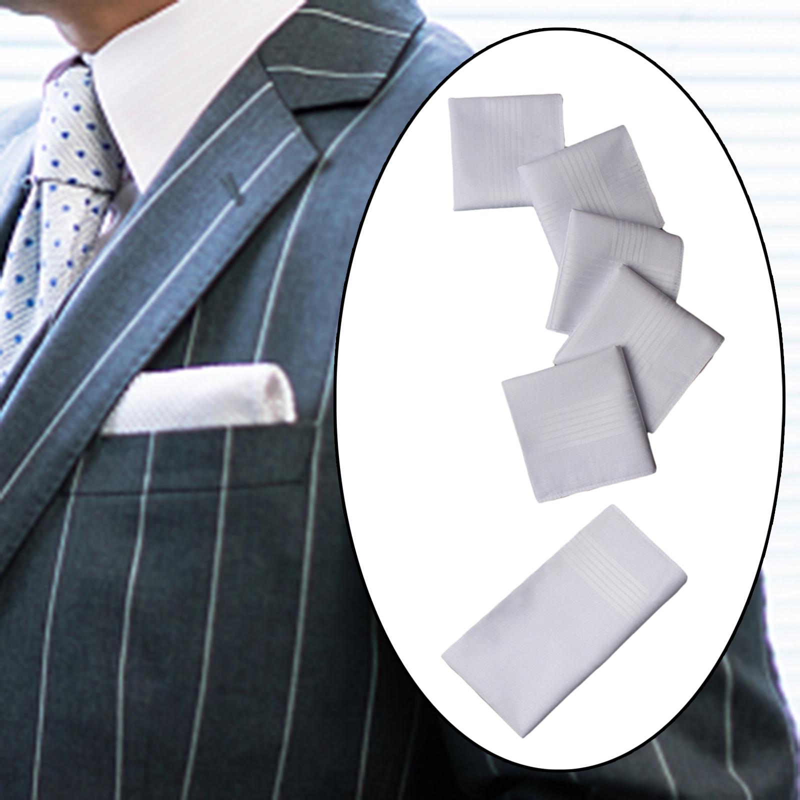 6 pçs branco puro dos homens lenço hankies presente conjunto macio penteado algodão bolso quadrado para homens uso diário casamento prom noivos