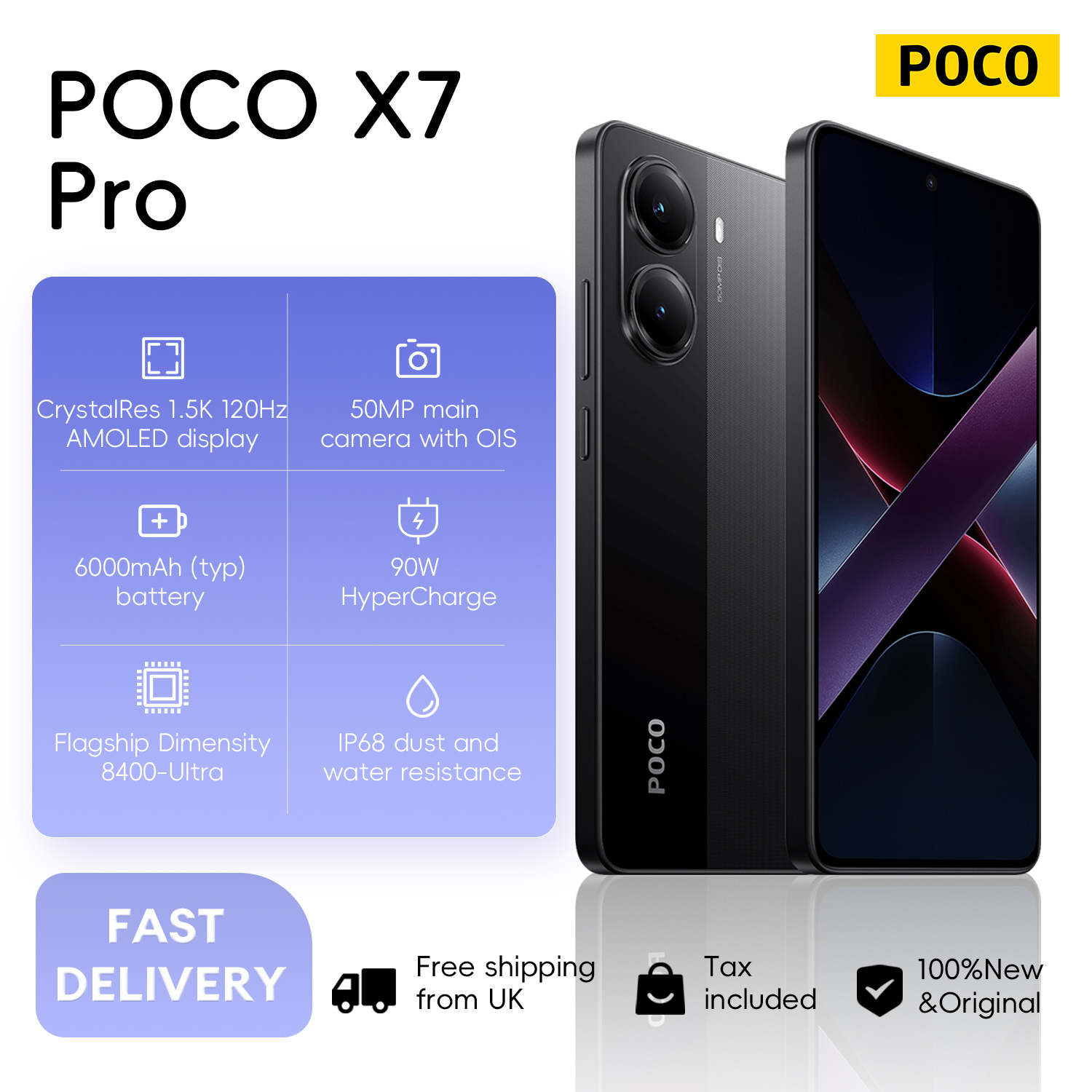 POCO X7 Pro 5G Smartphone 120Hz AMOLED 90W Charging 256GB 6000mAh Cheap Camera Phone 108MP + Fast Delivery With EU