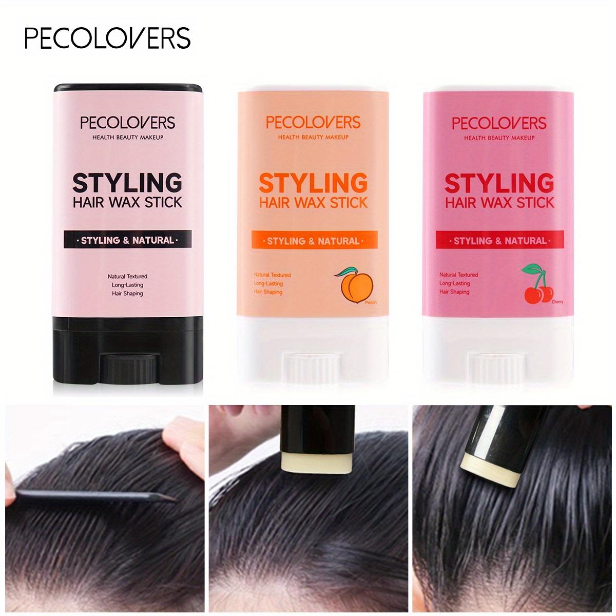 ผลไม้รส Hair WAX Stick,จัดแต่งทรงผม WAX สําหรับวิกผมเรียบไม่เหนียวเหนอะหนะจัดแต่งทรงผมผม Pomade Stick สําหรับ Flyaways EDGE & Frizz ผม
