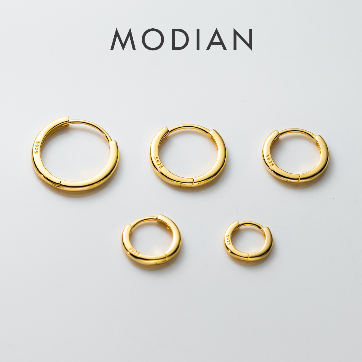 Modian 925 prata esterlina simples círculo orelha fivela 14mm-18mm platinado hipoalergênico brincos de argola para jóias femininas
