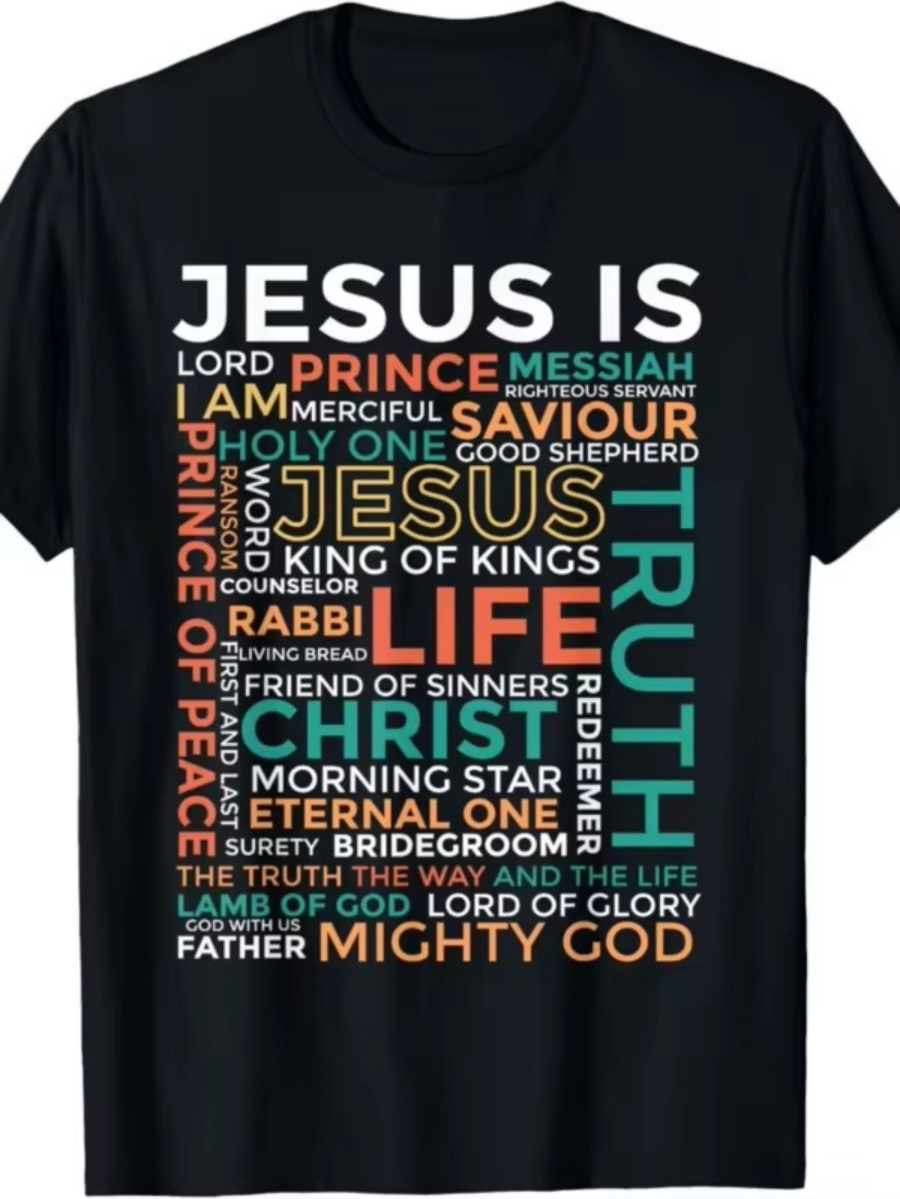 Faith - Inspirerend christelijk T-shirt met felgekleurde prints met geloofsthema (Judas' S Lion, God's Lamb, Bread Of Life) - 100% comfortabele pasvorm, hetzelfde model