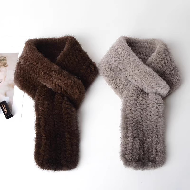 Hete aanbieding: 100% echte minkbont sjaals, winterse warme gebreide sjaal van echte minkbont, natuurlijke luxe shawl, dames korte stijl sjaal