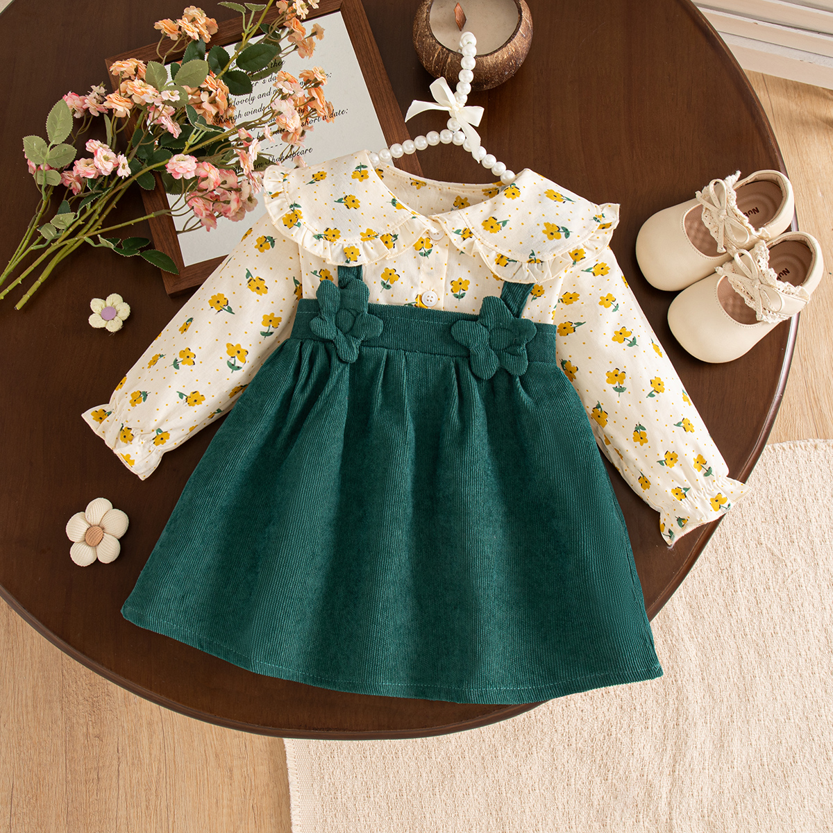 Vestidos para Bebê Menina Primavera/Outono com Estampa Floral, Vestidos de Manga Longa para Meninas, Vestidos Adoráveis de Princesa para Bebês, Roupas para Bebê Menina