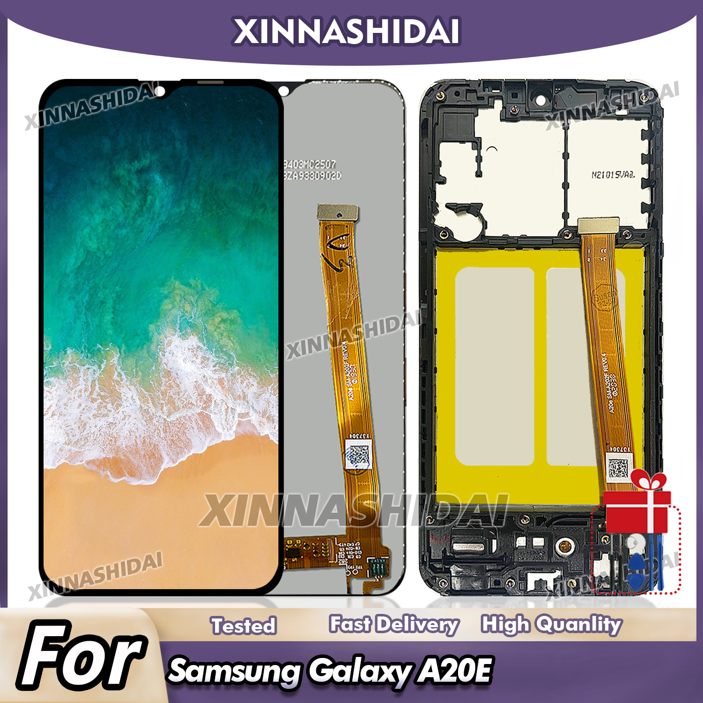 Calidad AAA + para Samsung A20E A202 A202F pantalla LCD MONTAJE DE digitalizador con pantalla táctil reemplazar para pantalla LCD A20e, con marco