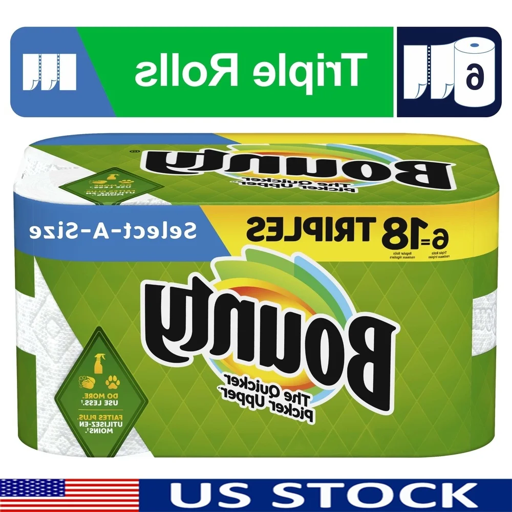 Select-A-Size Paper Towels 6 Triple Rolls Super Absorbent Perforated Paper Towels Quick Mess Cleanup Versatile Half Sheets Ideal