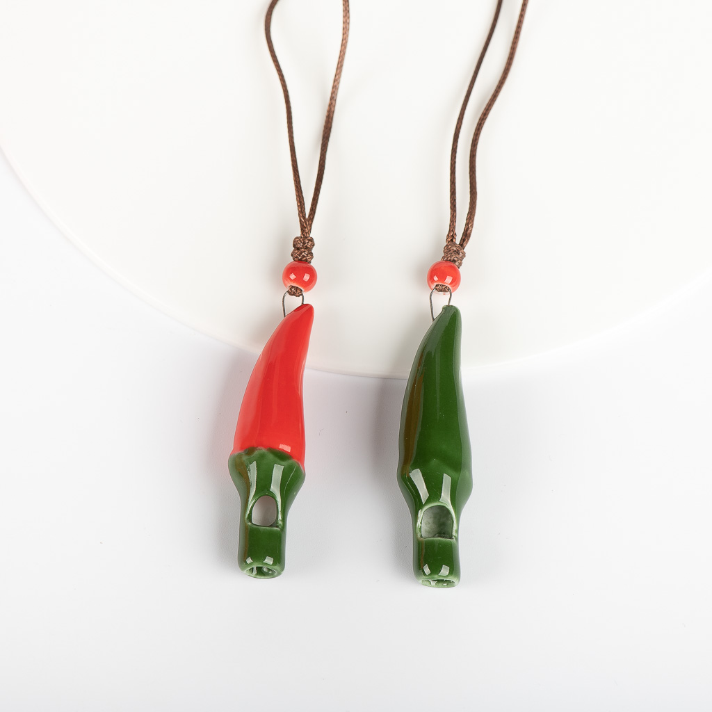 Colgante de silbato de Chile de cerámica para niños, accesorios retro, joyería, regalos, # FZ531