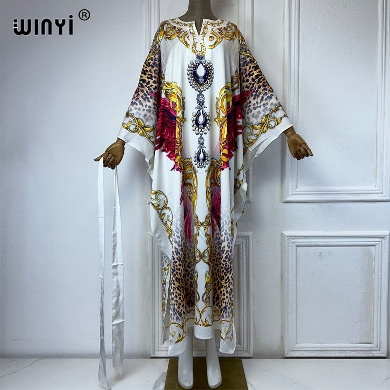 WINYI muslim's dresses for woman maxi dress fashion kaftan Floral Print Kaftan abaya dubai luxury summer Bohemian party dress