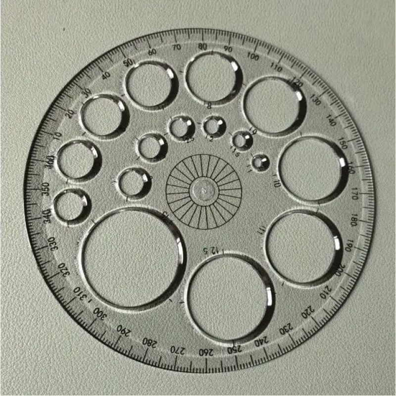 Rapporteur de cercle complet coloré, fabricant rond, modèle de dessin, règle, modèle bleu Transparent, rotation à 360 degrés, 1 pièce