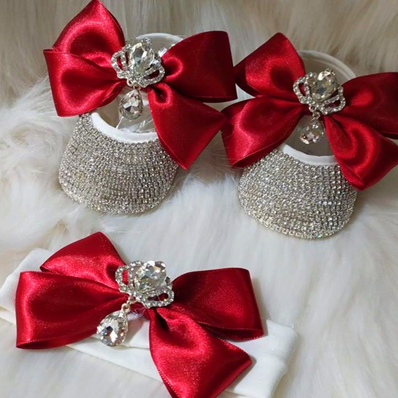 Bling recém-nascido nupcial flor de casamento deslumbrante lindo strass aceitar imagem artesanal personalizado fantasia pérolas sapatos de bebê