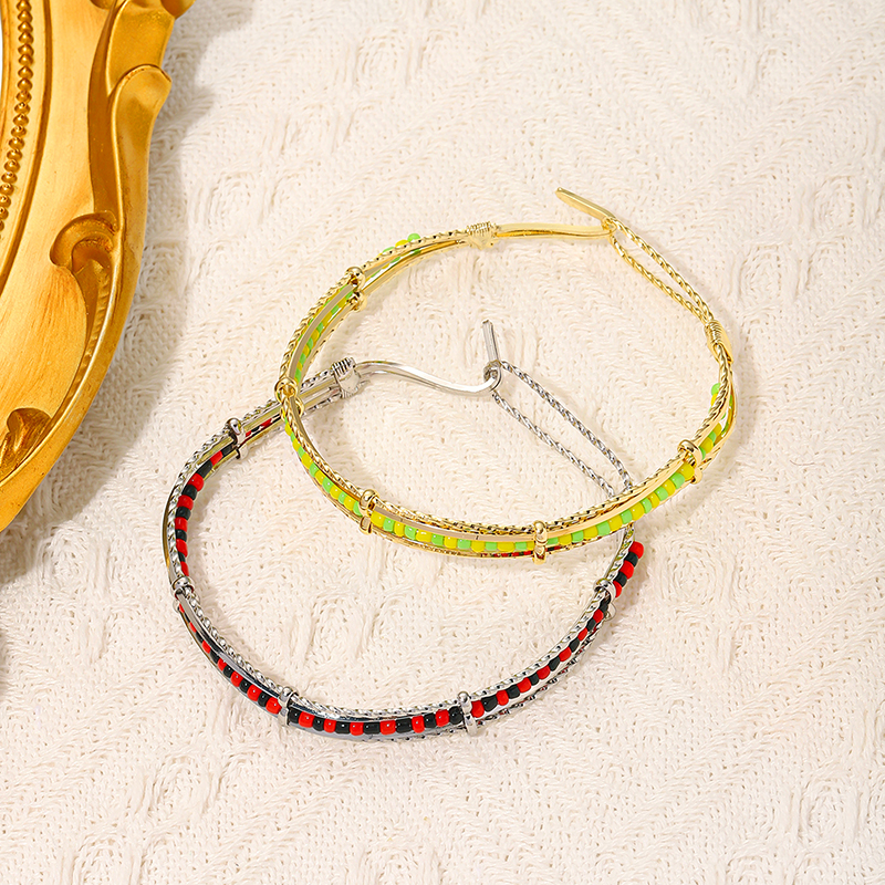 Brazalete de cuentas étnicas hecho a mano G & D Bohemia para mujer, regalo chapado en oro, brazalete de cuentas verdes y amarillas Babalawo, pulsera Orula