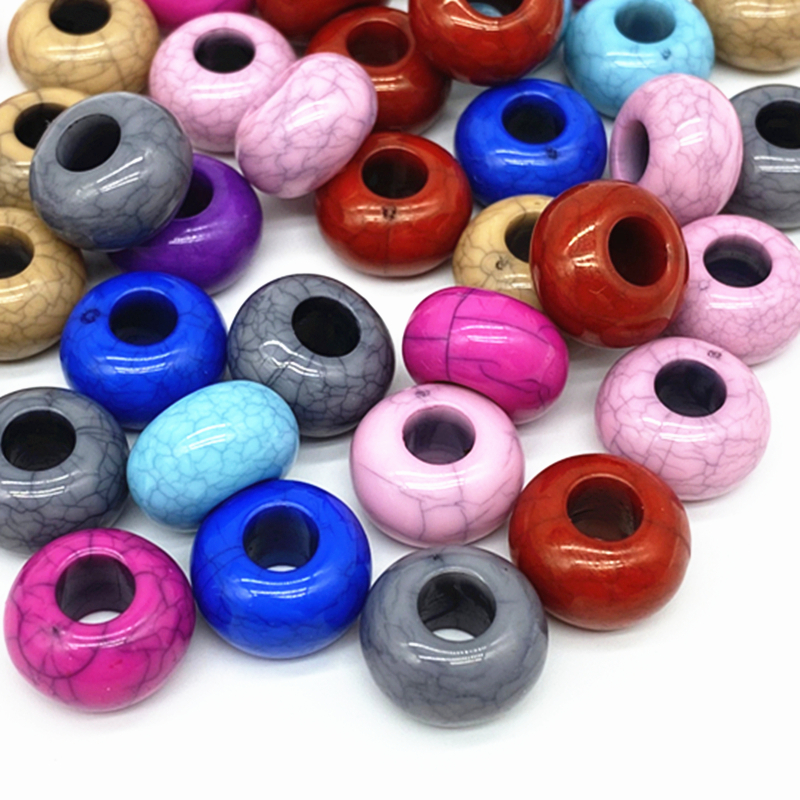 20pcs 15x9mm Cracked Effect Big Hole อะคริลิค Oblate หลวม Spacer ลูกปัดสําหรับเครื่องประดับทําสร้อยคอต่างหูสร้อยข้อมือ Handmade