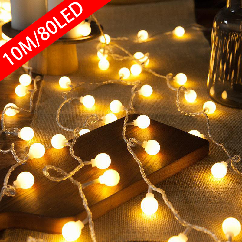 Guirlande lumineuse LED boule de 10M, USB/batterie, guirlande lumineuse féerique d'extérieur, pour fête, décoration de noël pour la maison