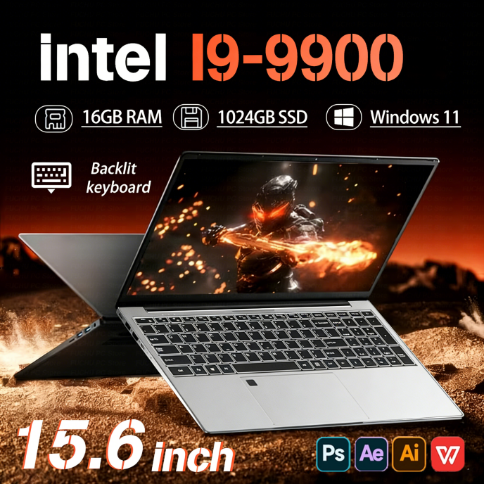 Portátiles de 15 pulgadas con Windows 11 Pro, Intel Core i9-9900, 16 GB de RAM, 1 TB SSD, Office, para juegos, estudio, computadora portátil, PC