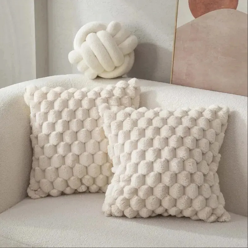 Funda de almohada de felpa suave 3D con diseño de tortuga y rejilla de piña, color blanco crema, para decoración del hogar, sala de estar, sofá, dormitorio, 1 unidad