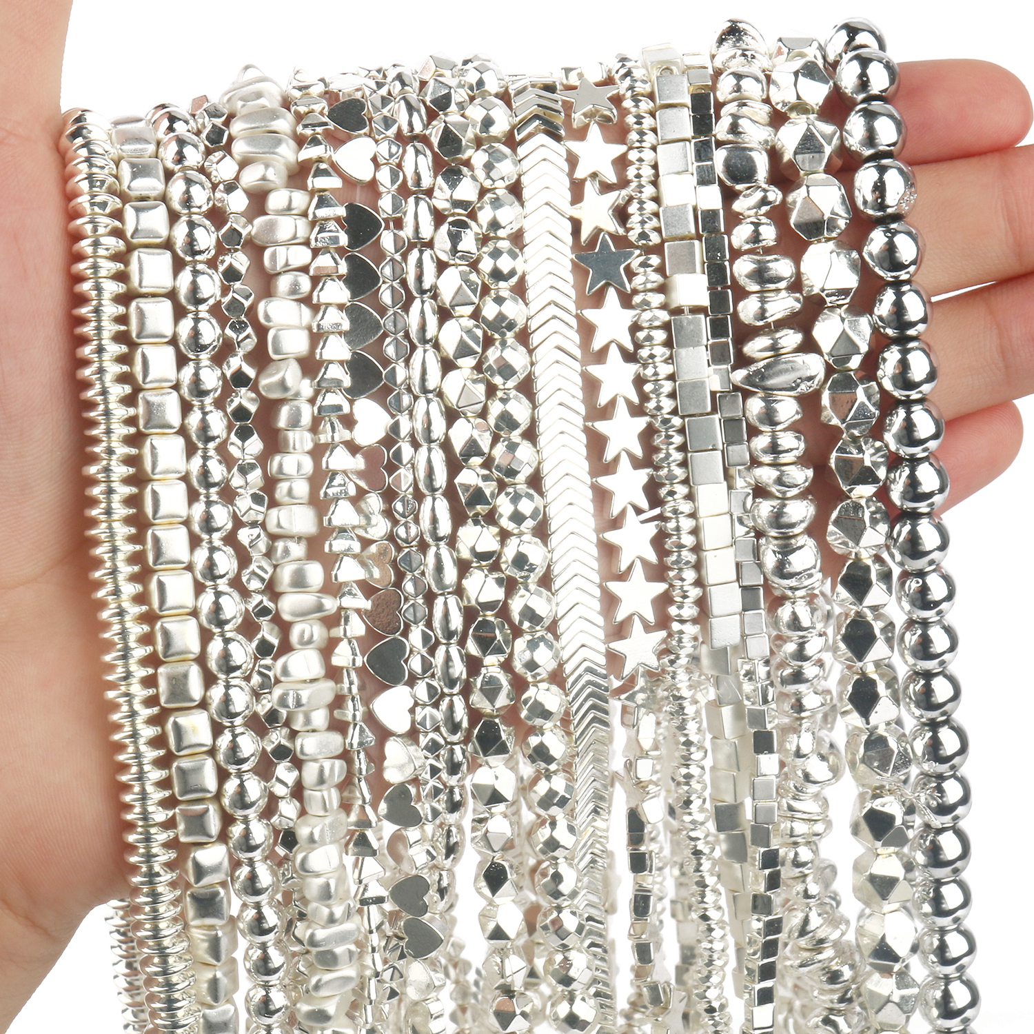 Cuentas chapadas en plata de hematita Natural, cubo redondo, espaciador Irregular, cuentas sueltas para fabricación de joyería, pulseras DIY, pendientes