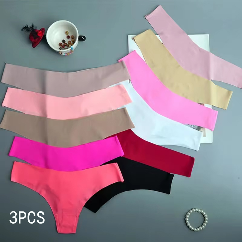 3 pièces culottes femmes glace sous-vêtements en soie taille basse taille en V slips coton entrejambe respirant séchage rapide sous-vêtements de sport