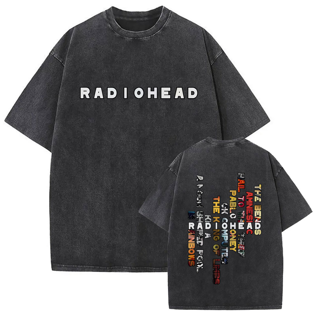 Випраная винтажная обложка музыкального альбома Radiohead, графическая футболка для мужчин и женщин, ретро-рок, готическая футболка, мужская футболка большого размера с коротким рукавом 90-х годов