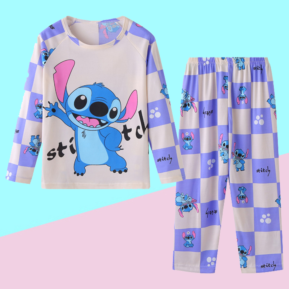 ใหม่ฤดูใบไม้ผลิฤดูใบไม้ร่วงเสื้อผ้าเด็กชุด Stitch Boy ชุดนอนแขนยาวกางเกงเสื้อผ้าเด็กชุดนอนชุดเด็กทารกชุดนอน