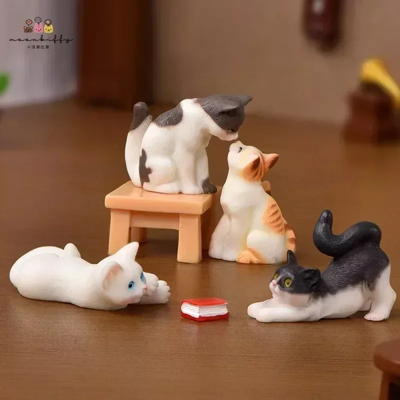 Смола кошки орнамент фигурка котенка животное миниатюрный сказочный сад украшение кукольного дома DIY микро пейзаж домашний декор