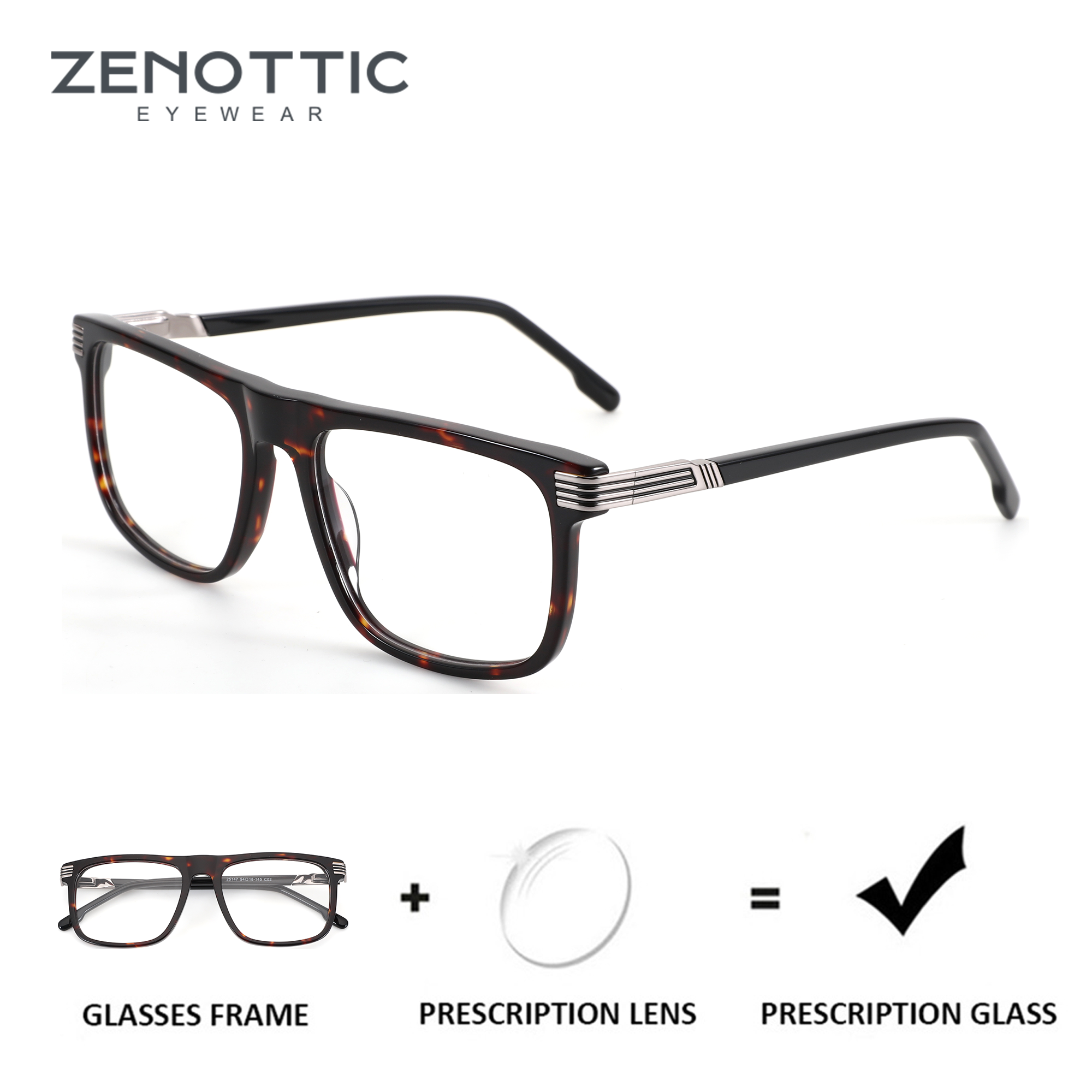 ZENOTTIC – lunettes de vue carrées en acétate faites à la main pour femmes, verres optiques progressifs anti-lumière bleue