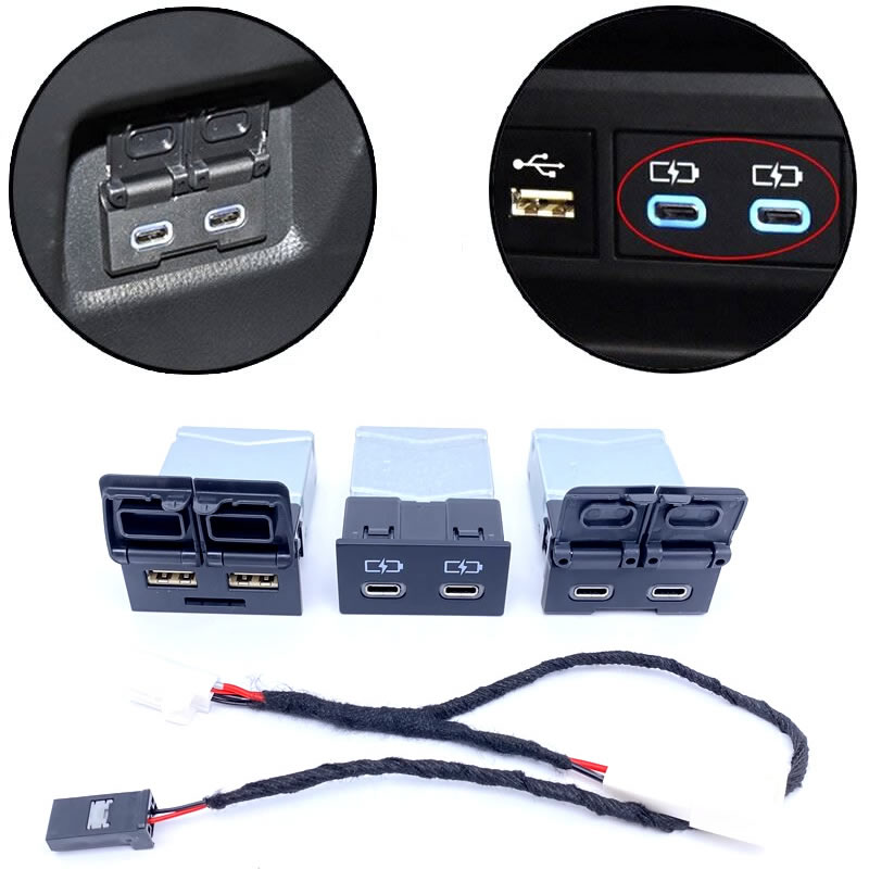 Caricabatteria rapido USB Type-C per auto per Toyota Sienna Camry Highlander Corolla RAV4 Land Cruiser 70 Prado 2018-2022 presa metallica 1 pz